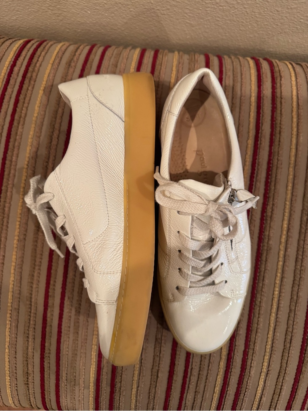 Paul Green Carla White Leather Sneakers with Gum Platform